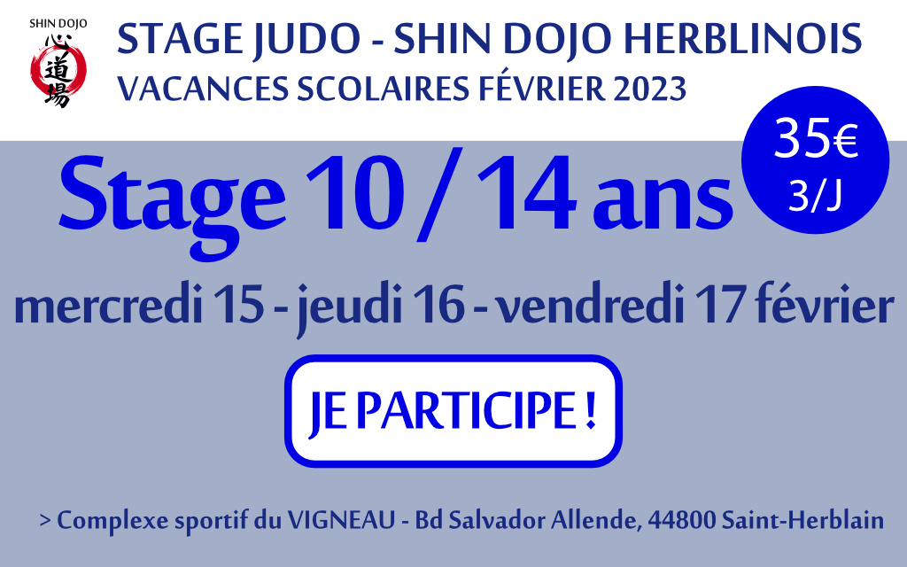 shindojo 2023 stage février 10 - 14 ans
