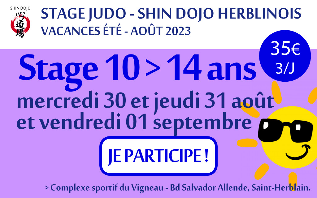 shindojo 2023 stage aout 10 - 14 ans